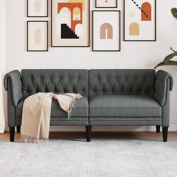 vidaXL 2-personers Chesterfield-sofa stof mørkegrå