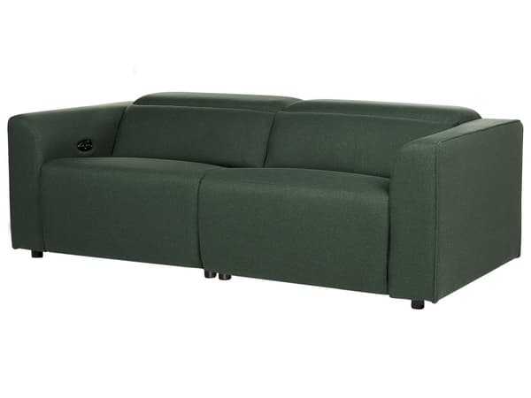 Elektrisk elektrisk hvilesofa i grønt stoff med 2 seter, justerbar fotstøtte og nakkestøtte med USB-port