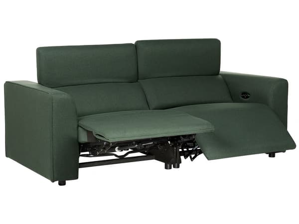 Elektrisk elektrisk hvilesofa i grønt stoff med 2 seter, justerbar fotstøtte og nakkestøtte med USB-port