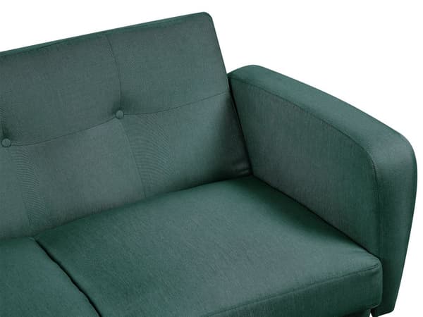 Vuodesohva tummanvihreä kahdelle kangas puujalat säädettävä nappikoristeltu moderni