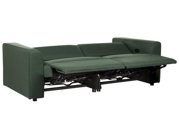 Elektrisk fällbar soffa Grönt tyg 2-sits Justerbart fotstöd och nackstöd med USB-port