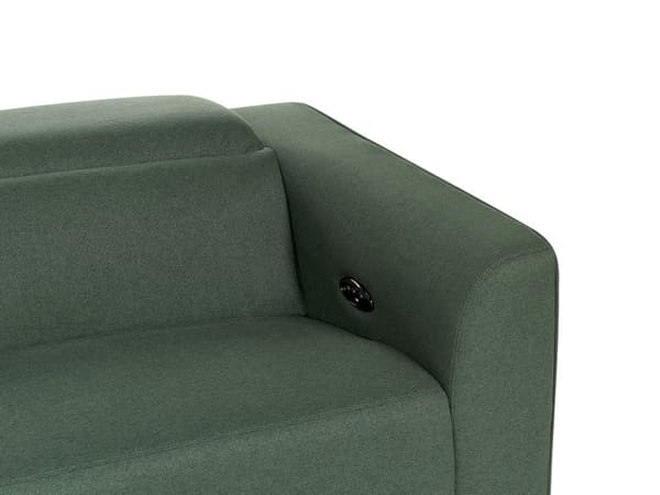 Elektrisk fällbar soffa Grönt tyg 2-sits Justerbart fotstöd och nackstöd med USB-port
