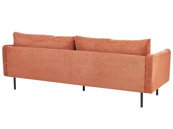 Soffa Guldbrun Chenille Polyester Metall Svarta ben Stoppat Ryggstöd 3-sits Modern Stil Vardagsrum