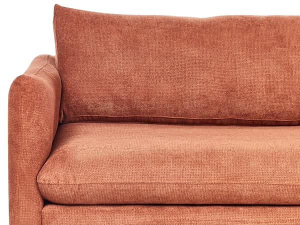 Soffa Guldbrun Chenille Polyester Metall Svarta ben Stoppat Ryggstöd 3-sits Modern Stil Vardagsrum
