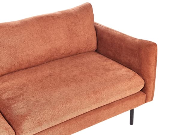 Soffa Guldbrun Chenille Polyester Metall Svarta ben Stoppat Ryggstöd 3-sits Modern Stil Vardagsrum