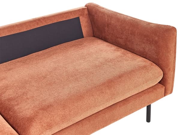Soffa Guldbrun Chenille Polyester Metall Svarta ben Stoppat Ryggstöd 3-sits Modern Stil Vardagsrum