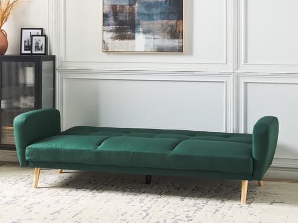 Sovesofa Grøn Polyester 3 Personers Moderne Blød Sofa Sofaseng Tre Pers Designsofa til Værelse Stofsofa Konvertibel Klik Klak