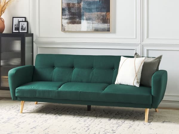 Sovesofa Grøn Polyester 3 Personers Moderne Blød Sofa Sofaseng Tre Pers Designsofa til Værelse Stofsofa Konvertibel Klik Klak