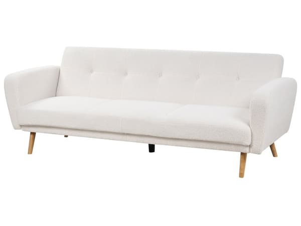 Sovesofa Hvid Bouclé 3 Personers Moderne Blød Sofa Sofaseng Tre Pers Designsofa til Værelse Stofsofa Konvertibel Klik Klak