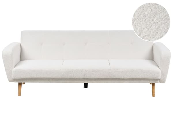 Sovesofa Hvid Bouclé 3 Personers Moderne Blød Sofa Sofaseng Tre Pers Designsofa til Værelse Stofsofa Konvertibel Klik Klak