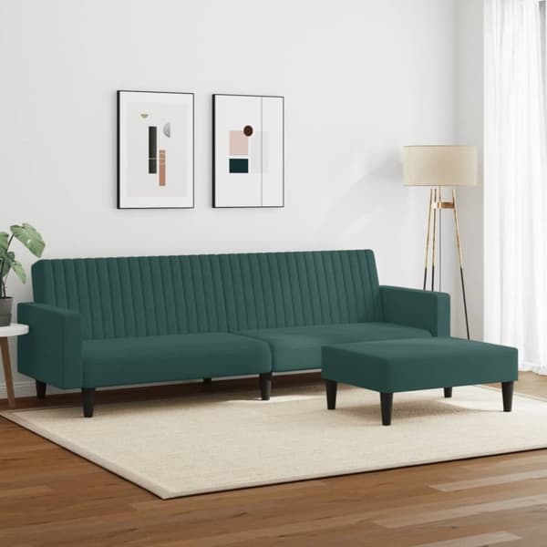 vidaXL sofasæt 2 dele velour mørkegrøn