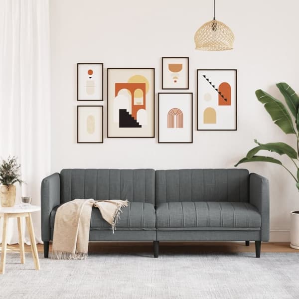vidaXL Soffa 3-sits mörkgrå tyg