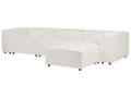 Miniatyrbillede 4 af 11: Modulsofa Hvid Boucle 3 Personers Designer Blød Moderne Flyder Sofa med Fodskammel Lav Ryg Stue Indretning Høj Kvalitet Stofsofa
