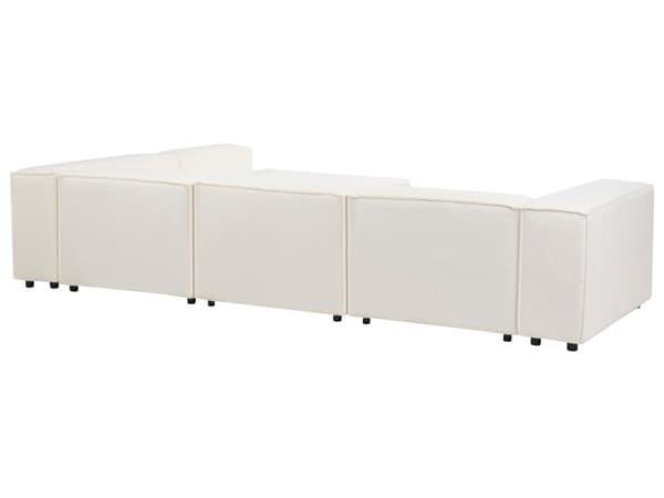 Modulsofa Hvid Boucle 3 Personers Designer Blød Moderne Flyder Sofa med Fodskammel Lav Ryg Stue Indretning Høj Kvalitet Stofsofa