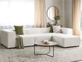 Miniatyrbillede 2 af 11: Modulsofa Hvid Boucle 3 Personers Designer Blød Moderne Flyder Sofa med Fodskammel Lav Ryg Stue Indretning Høj Kvalitet Stofsofa