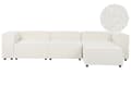 Miniatyrbillede 1 af 11: Modulsofa Hvid Boucle 3 Personers Designer Blød Moderne Flyder Sofa med Fodskammel Lav Ryg Stue Indretning Høj Kvalitet Stofsofa