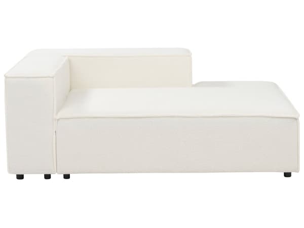 Hjørnesofa med Chaiselong Hvid Boucle 3 Personers Sofa L Formet Dyb Sofahjørne Siddemøbel Blød Stofsofa Venstrevendt Modulsofa med Fodskammel