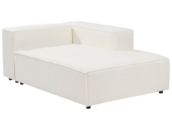Hjørnesofa med Chaiselong Hvid Boucle 3 Personers Sofa L Formet Dyb Sofahjørne Siddemøbel Blød Stofsofa Venstrevendt Modulsofa med Fodskammel