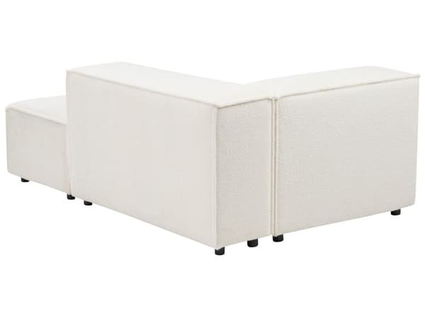 Hjørnesofa med Chaiselong Hvid Boucle 3 Personers Sofa L Formet Dyb Sofahjørne Siddemøbel Blød Stofsofa Venstrevendt Modulsofa med Fodskammel