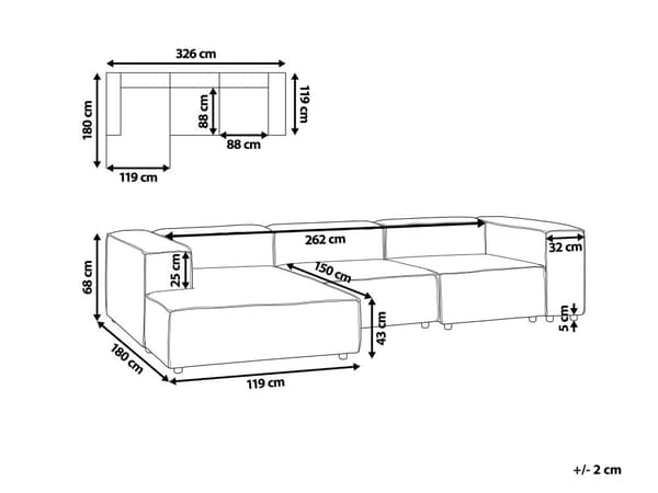 Hjørnesofa med Chaiselong Hvid Boucle 3 Personers Sofa L Formet Dyb Sofahjørne Siddemøbel Blød Stofsofa Højrevendt Modulsofa