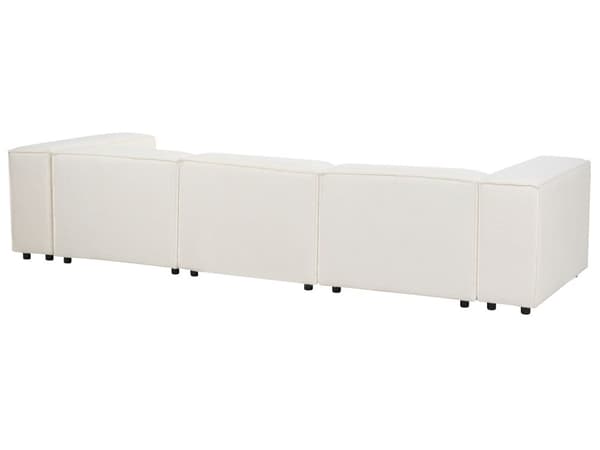 Hjørnesofa med Chaiselong Hvid Boucle 3 Personers Sofa L Formet Dyb Sofahjørne Siddemøbel Blød Stofsofa Højrevendt Modulsofa