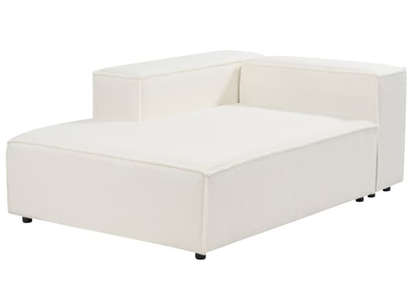 Hjørnesofa med Chaiselong Hvid Boucle 3 Personers Sofa L Formet Dyb Sofahjørne Siddemøbel Blød Stofsofa Højrevendt Modulsofa