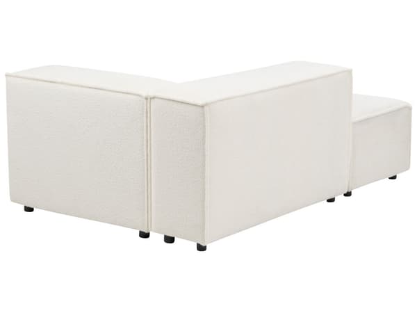 Hjørnesofa med Chaiselong Hvid Boucle 3 Personers Sofa L Formet Dyb Sofahjørne Siddemøbel Blød Stofsofa Højrevendt Modulsofa