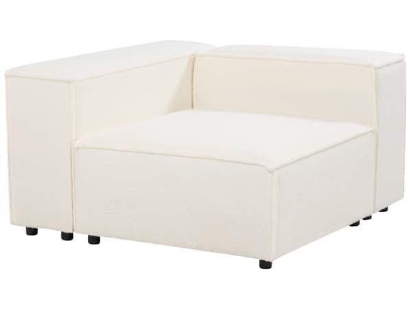 Hjørnesofa med Chaiselong Hvid Boucle 3 Personers Sofa L Formet Dyb Sofahjørne Siddemøbel Blød Stofsofa Højrevendt Modulsofa
