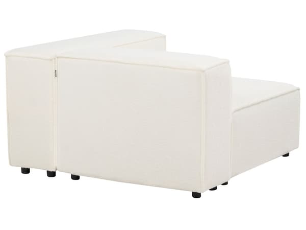 Hjørnesofa med Chaiselong Hvid Boucle 3 Personers Sofa L Formet Dyb Sofahjørne Siddemøbel Blød Stofsofa Højrevendt Modulsofa