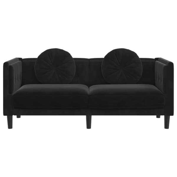 vidaXL 2-personers sofa med hynder velour sort