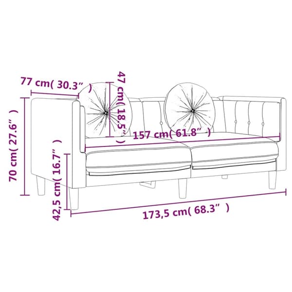 vidaXL 2-personers sofa med hynder velour sort