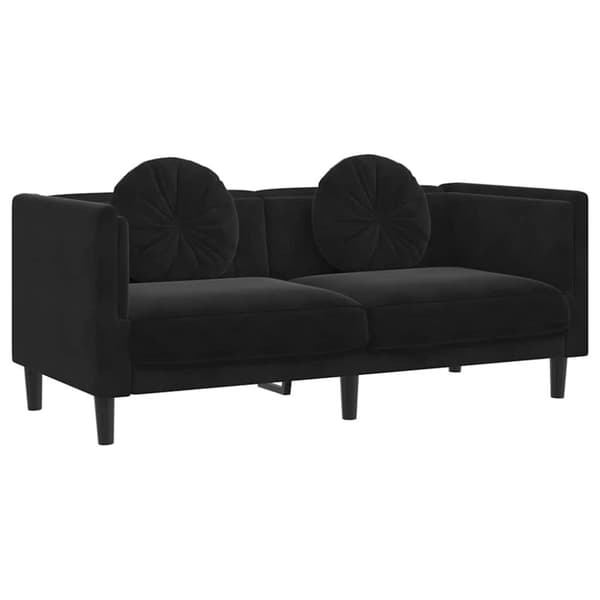 vidaXL 2-personers sofa med hynder velour sort