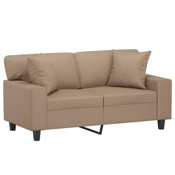 vidaXL 2-personers sofa med pyntepuder 120 cm kunstlæder cappuccino