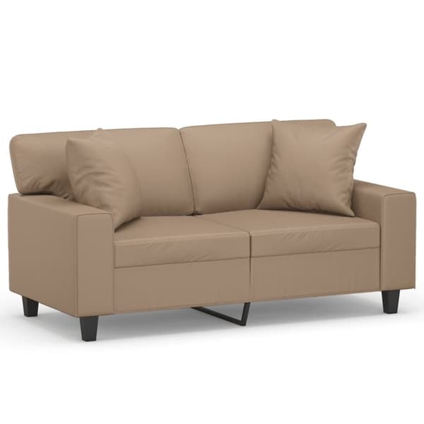 vidaXL 2-personers sofa med pyntepuder 120 cm kunstlæder cappuccino