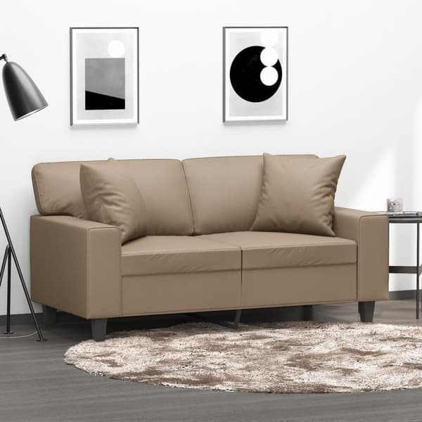 vidaXL 2-personers sofa med pyntepuder 120 cm kunstlæder cappuccino