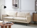 Miniatyrbilde 2 av 11: Sofa Lys Beige Stoff Svarte Ben 3 Seter Pute Sete Moderne Retro Stil