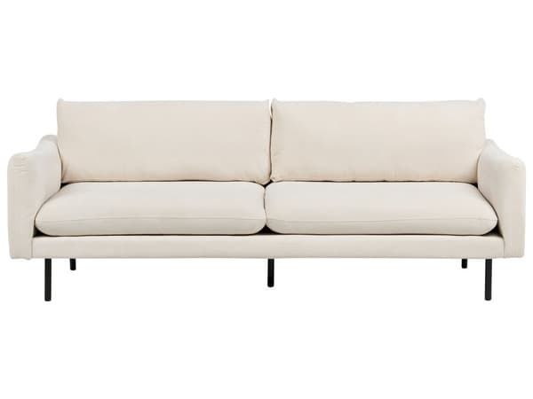 Sofa Lys Beige Stoff Svarte Ben 3 Seter Pute Sete Moderne Retro Stil