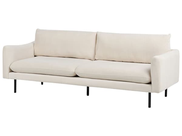 Stuesett Lysbeige stoff Svarte ben Hjørnesofa 3-seters lenestol Moderne retrostil