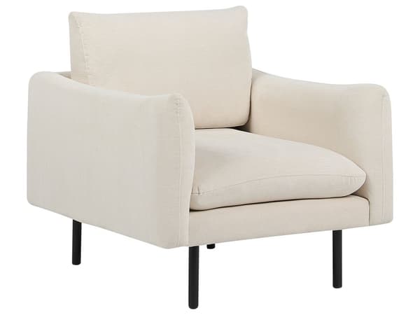 Stuesett Lysbeige stoff Svarte ben Hjørnesofa 3-seters lenestol Moderne retrostil
