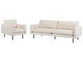 Miniatyrbilde 1 av 11: Stuesett Lysbeige stoff Svarte ben Hjørnesofa 3-seters lenestol Moderne retrostil