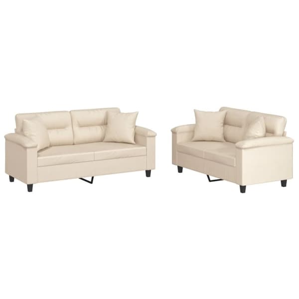 vidaXL sofasæt 2 dele med puder mikrofiberstof beige