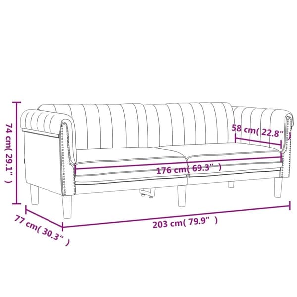 vidaXL Soffa 3-sits ljusgrå sammet