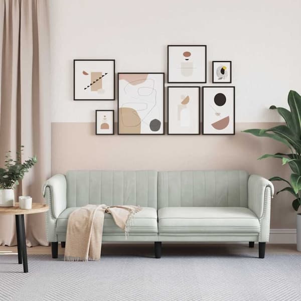 vidaXL 3-personers sofa velour lysegrå
