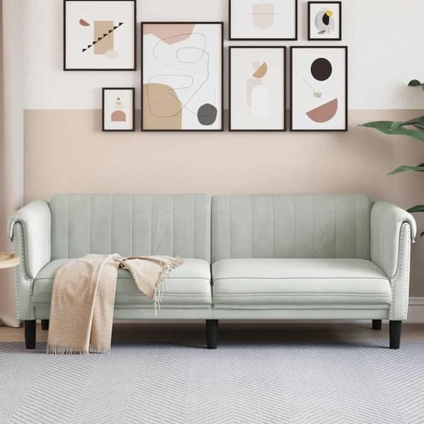 vidaXL 3-personers sofa velour lysegrå