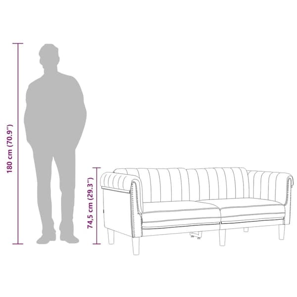 vidaXL Soffa 3-sits mörkgrå sammet