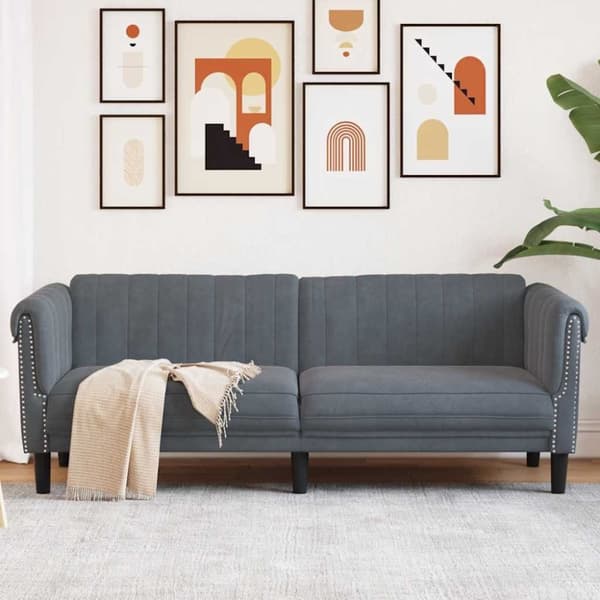 vidaXL 3-personers sofa velour mørkegrå