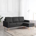 Miniatyrbillede 1 af 7: 3-personers sofa med fodskammel stof mørkegrå
