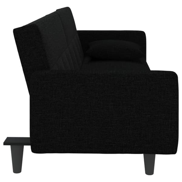 Bäddsoffa med kuddar svart tyg
