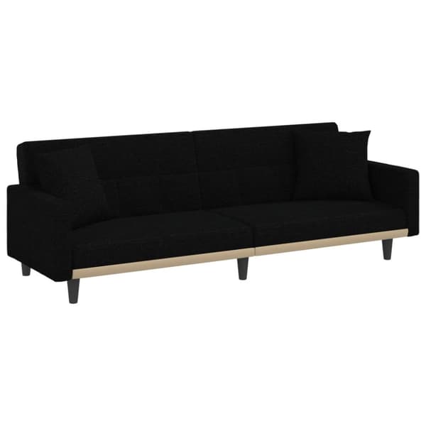 Bäddsoffa med kuddar svart tyg