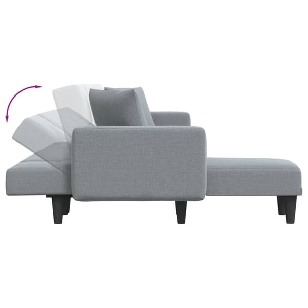L-formad bäddsoffa ljusgrå 275x140x70 cm tyg